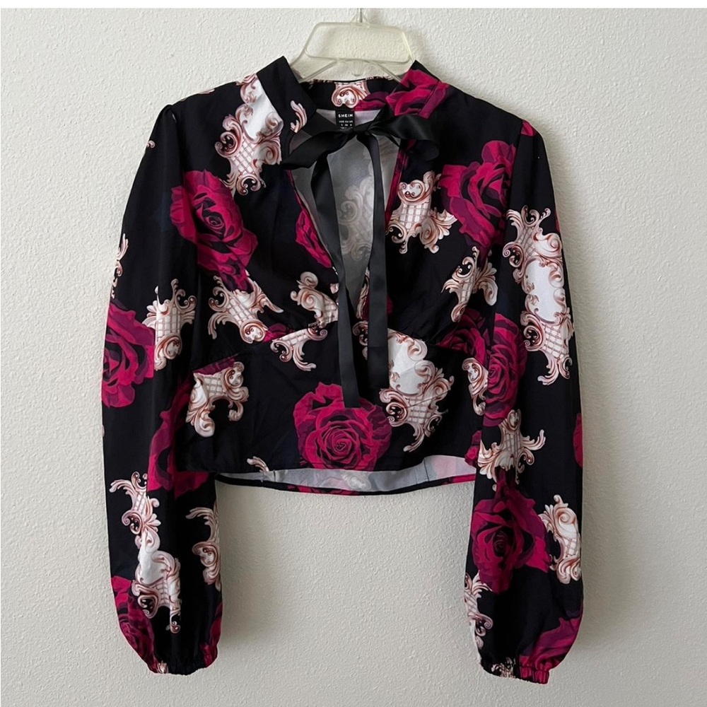 Floral Black and Red Shirt